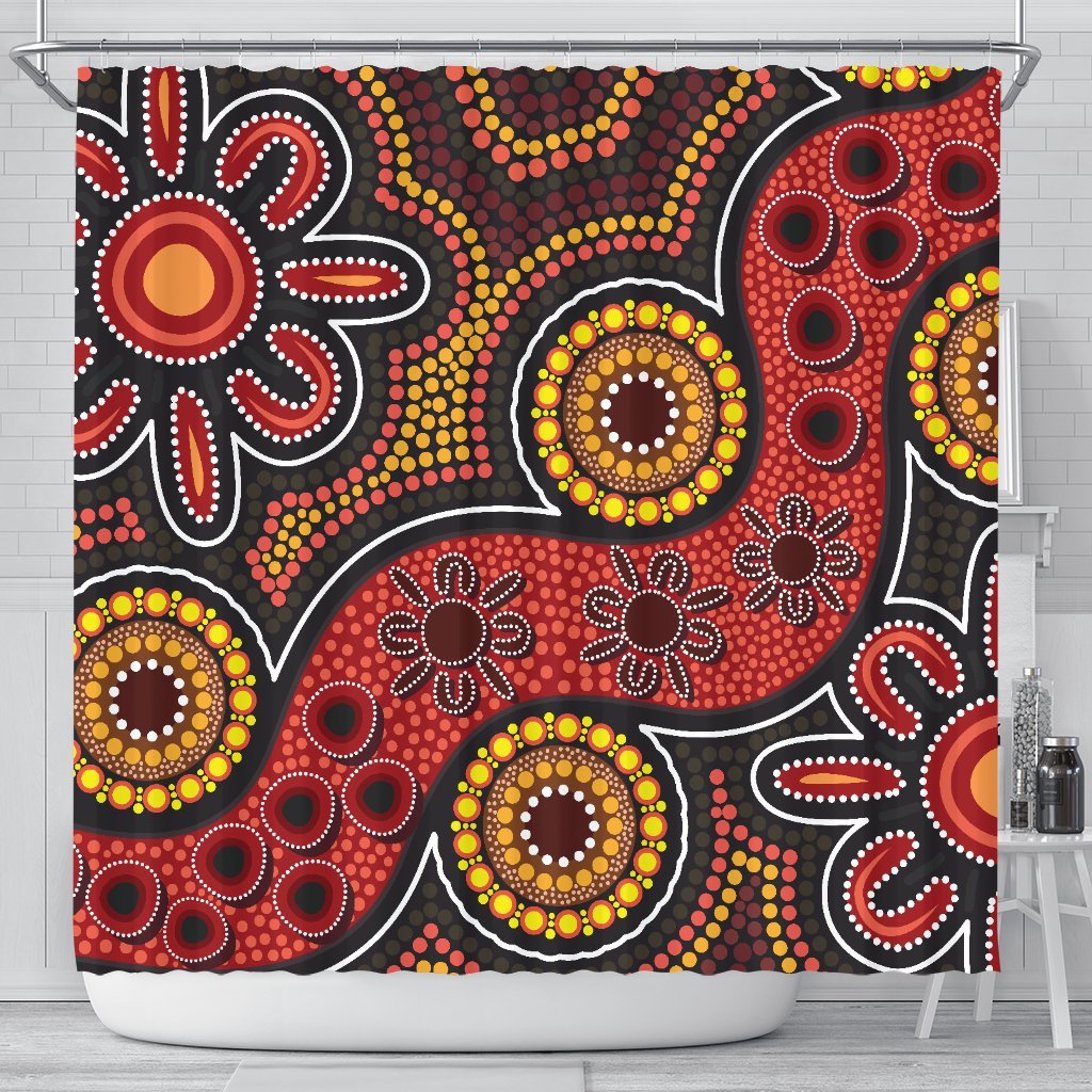 aboriginal-shower-curtain-indigenous-circle-dot-painting-style-1