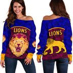 Brisbane Lions Women Off Shoulder Sweater Powerful - Vibe Hoodie