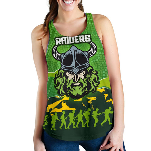 Canberra Raiders Women Racerback Tank Anzac Country Style - Vibe Hoodie