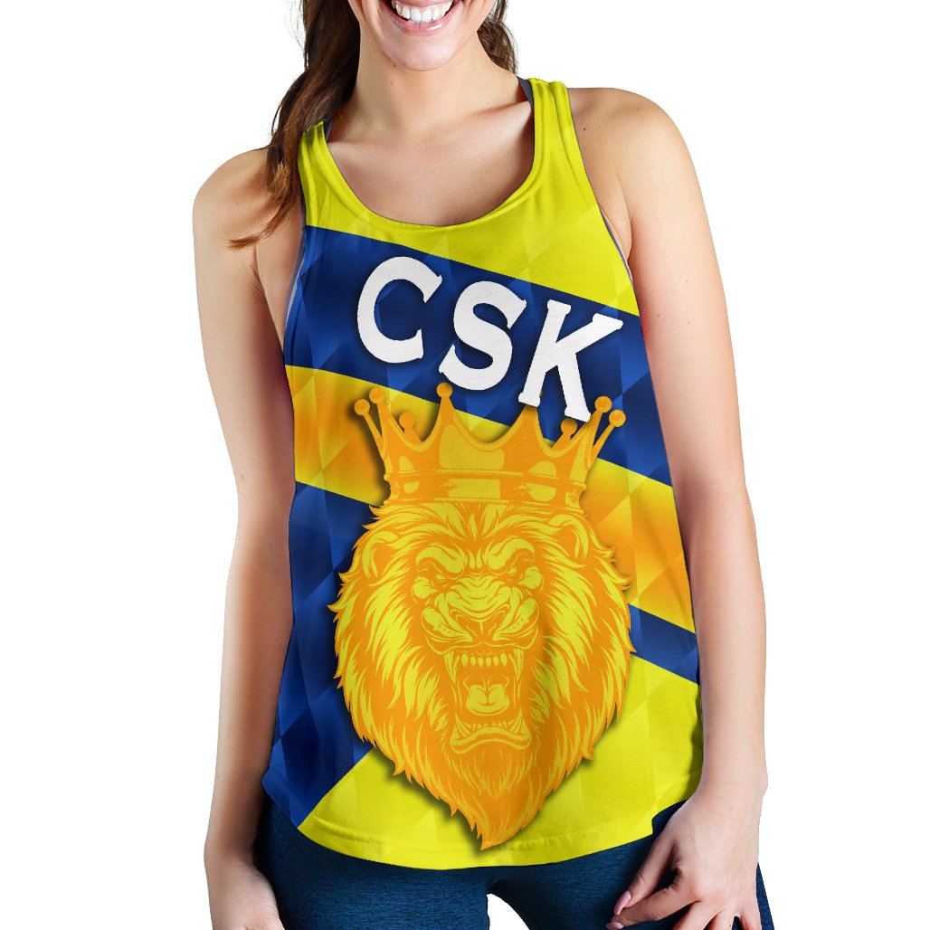 CSK Women Racerback Tank Cricket Sporty Style - Vibe Hoodie