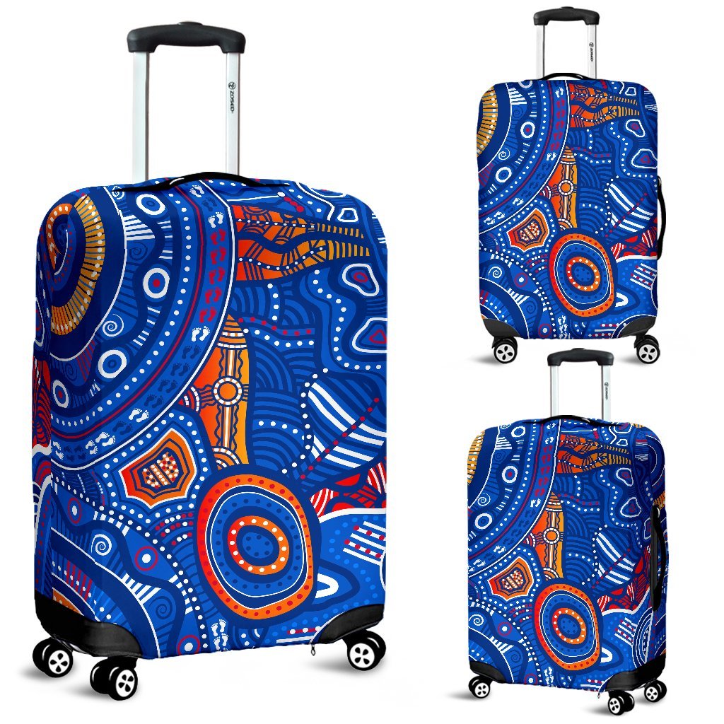 aboriginal-luggage-covers-indigenous-footprint-patterns-blue-color