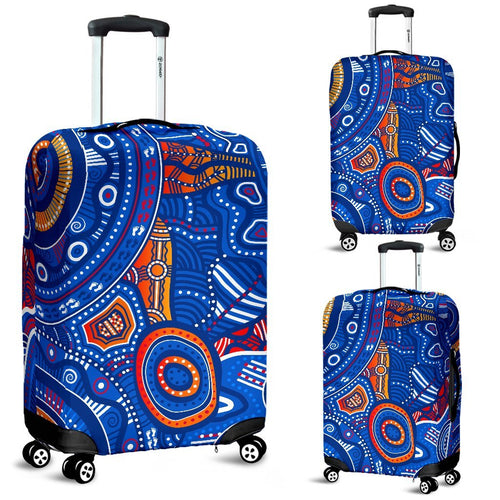 aboriginal-luggage-covers-indigenous-footprint-patterns-blue-color