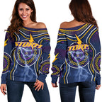 Melbourne Off Shoulder Sweater Lightning Storm Indigenous - Vibe Hoodie