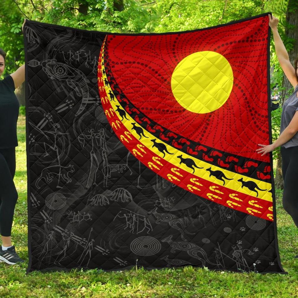 aboriginal-premium-quilt-indigenous-flag-circle-dot-painting