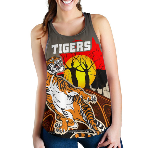 (Custom Personalised) Wests Tigers Women's Racerback Tank Version Aboriginal Art - Vibe Hoodie