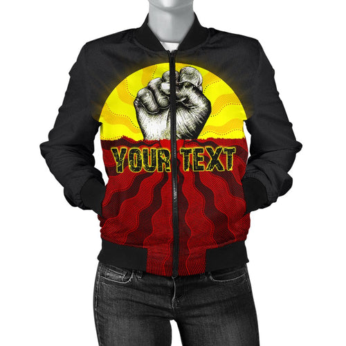 custom-aboriginal-womens-bomber-jacket-black-lives-matter-sun-dot-painting