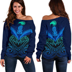 Maori Manaia New Zealand Off Shoulder Sweater Blue - Vibe Hoodie