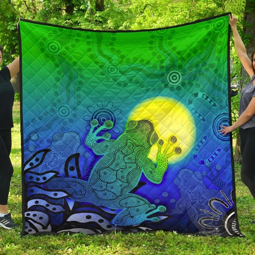 aboriginal-premium-quilt-indigenous-frog-blue