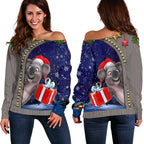 Christmas  Women's Off Shoulder Sweater - Funny Koala Christmas- - Vibe Hoodie