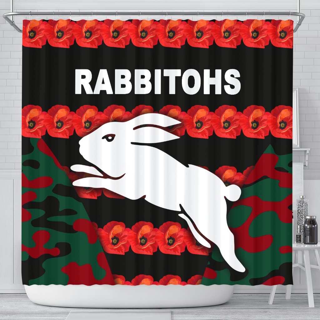 south-sydney-rabbitohs-shower-curtain-anzac-day-poppy-flower-vibes