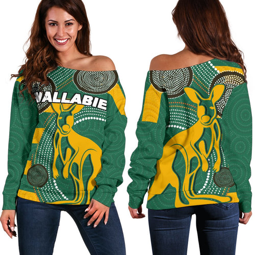 Wallabies Women'S Off Shoulder Sweater Aboriginal - Vibe Hoodie