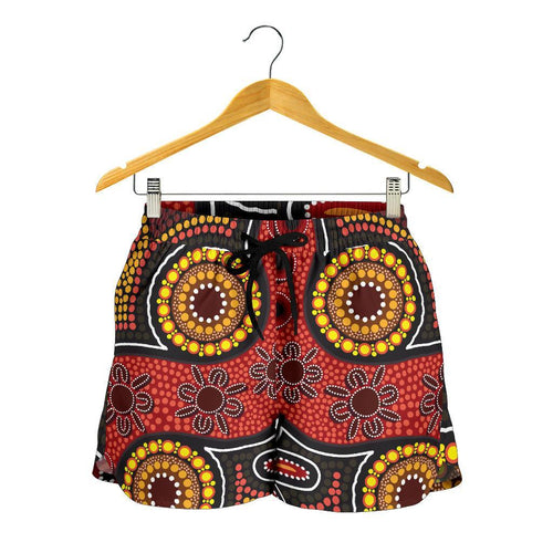 Aboriginal Women's Shorts - Indigenous Circle Dot Painting Style- - Vibe Hoodie