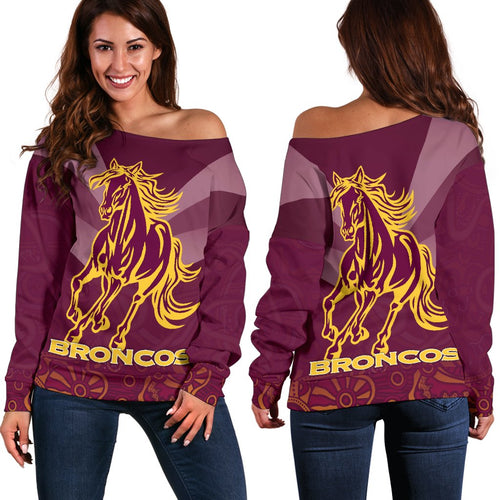 Brisbane Broncos Indigenous Women Off Shoulder Sweater - Vibe Hoodie