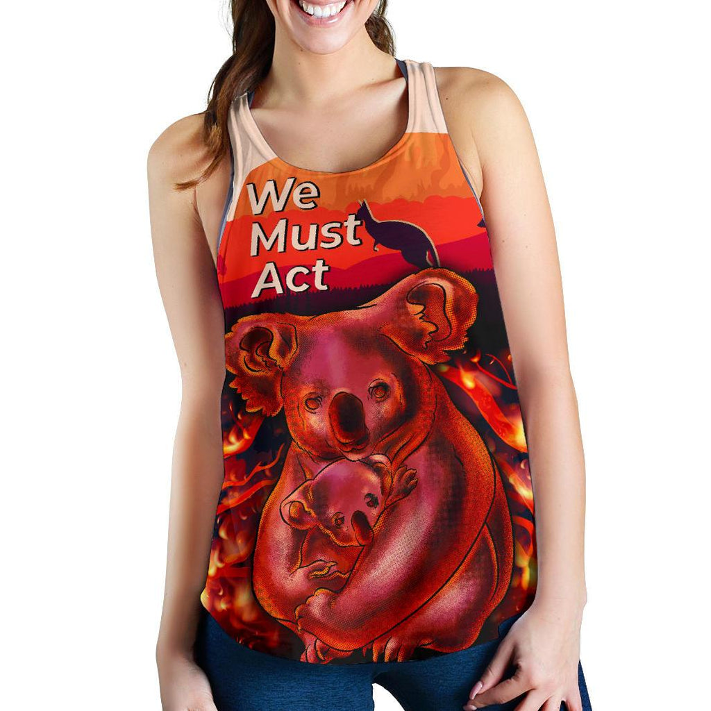 Racerback Tank - Koala Bushfire Tank Pray For Australia - Women - Vibe Hoodie