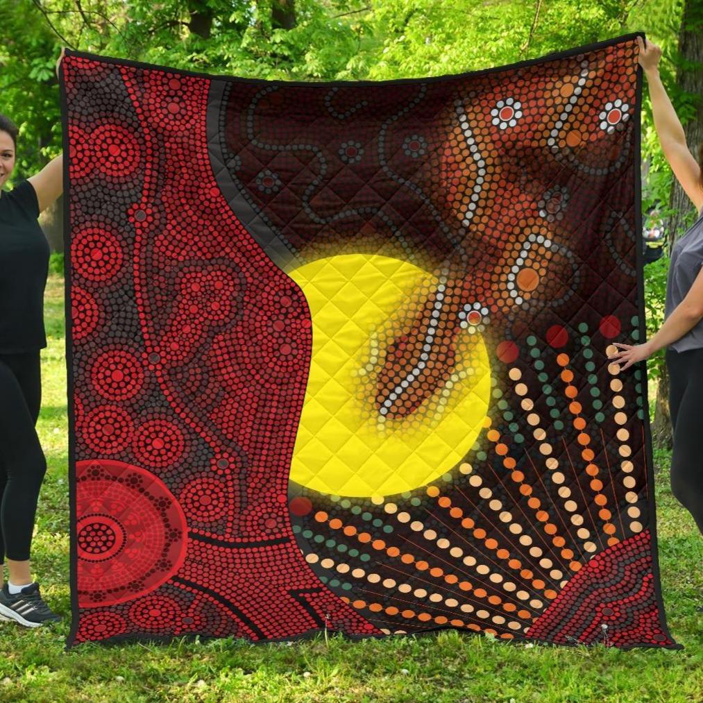 aboriginal-premium-quilt-indigenous-snake-sun-dot-painting