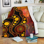 aboriginal-premium-blanket-australia-indigenous-flag-circle-dot-painting-art-golden