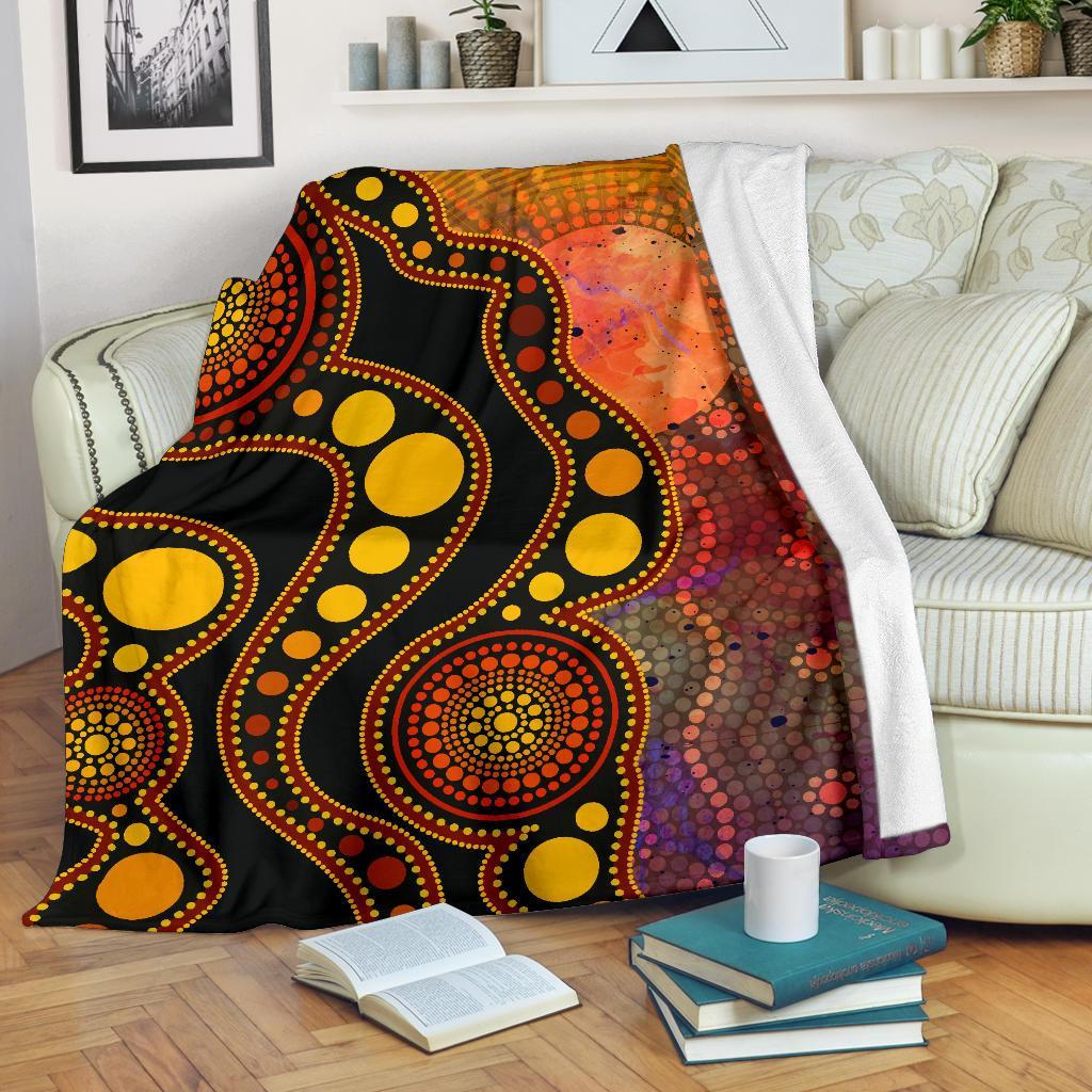 aboriginal-premium-blanket-australia-indigenous-flag-circle-dot-painting-art-golden
