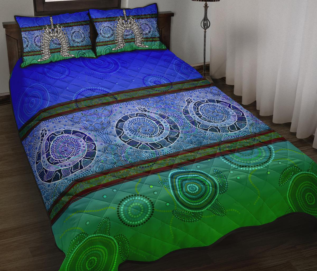 quilt-bed-set-turtle-with-dhari-mask-snake-patterns