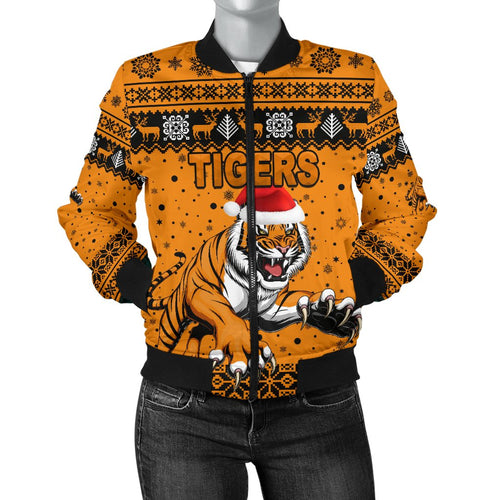 wests-christmas-womens-bomber-jacket-tigers-unique-vibes-orange