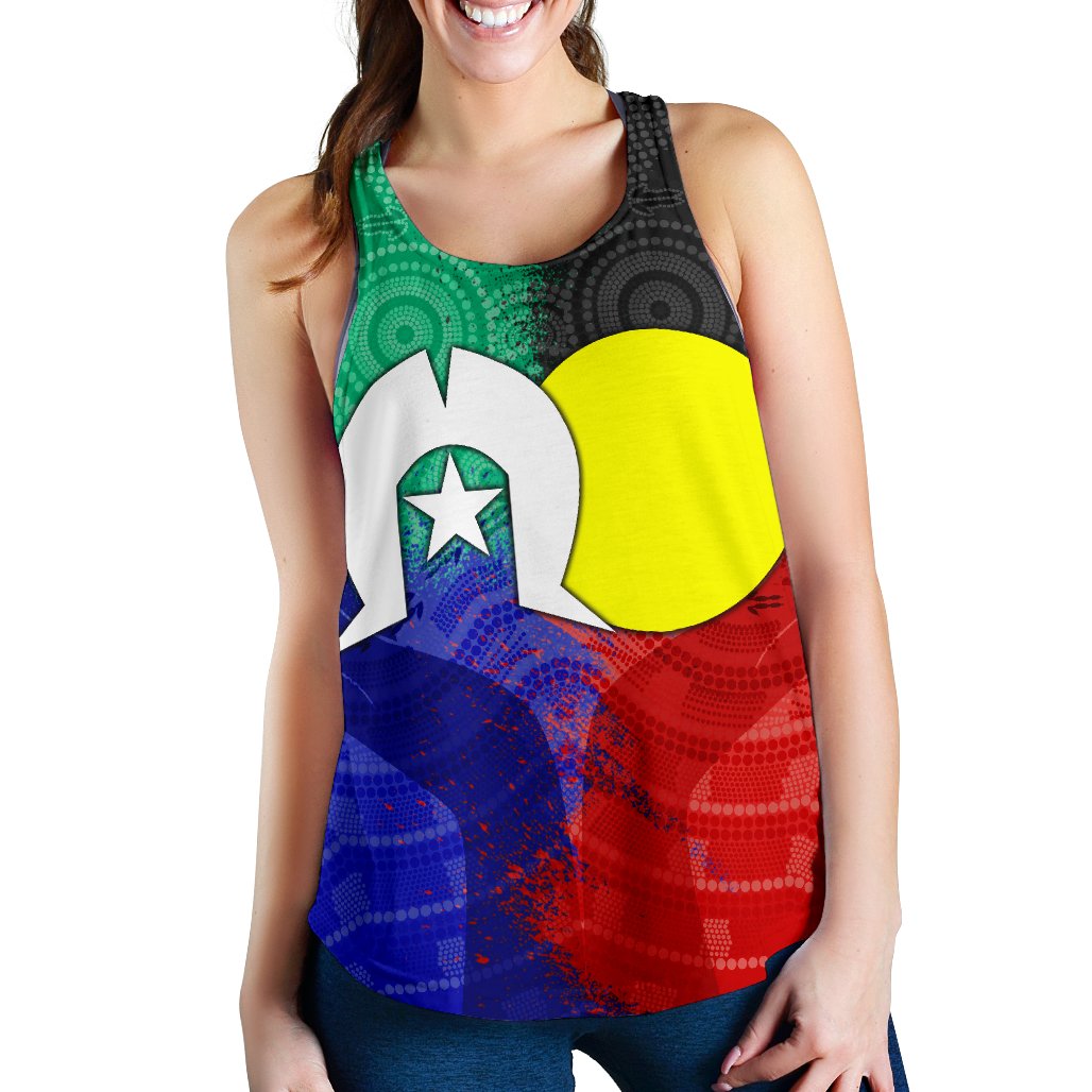 Aboriginal Women's Racerback Tank, Australia Naidoc Week Indigenous Flag Style - Vibe Hoodie