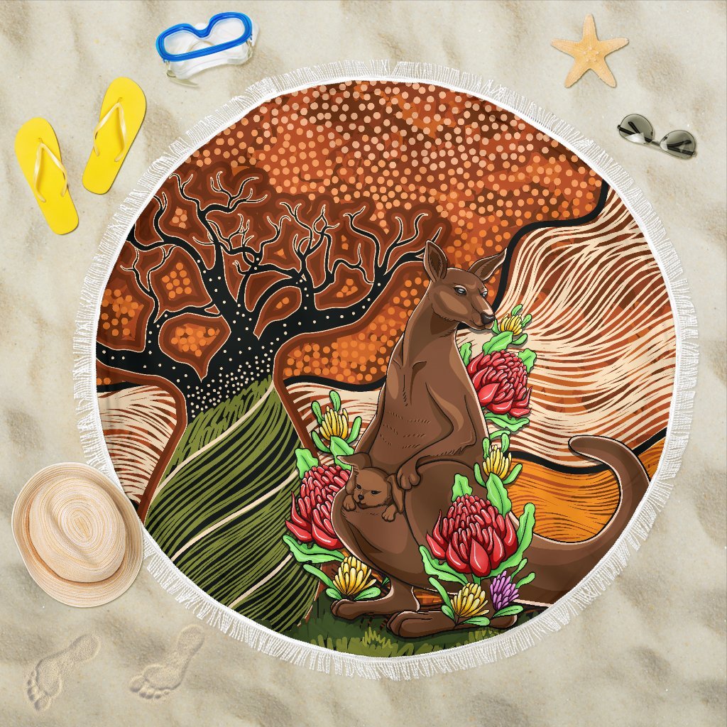 aboriginal-beach-blanket-kangaroo-with-indigenous-tree