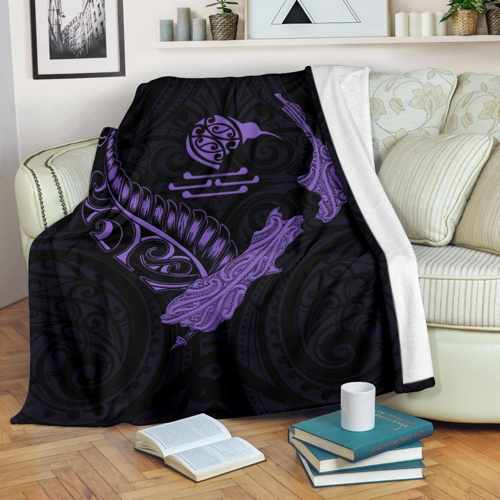 new-zealand-heart-premium-blanket-map-kiwi-mix-silver-fern-pastel-purple
