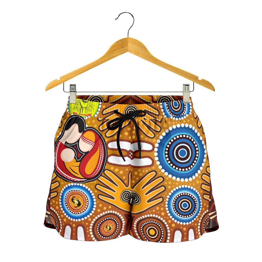 Shorts Women's - Aboriginal Family With Dot Painting art - Vibe Hoodie