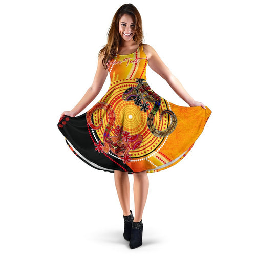 Aboriginal Personalised Women's Dress - Couple Aboriginal Lizards - Vibe Hoodie