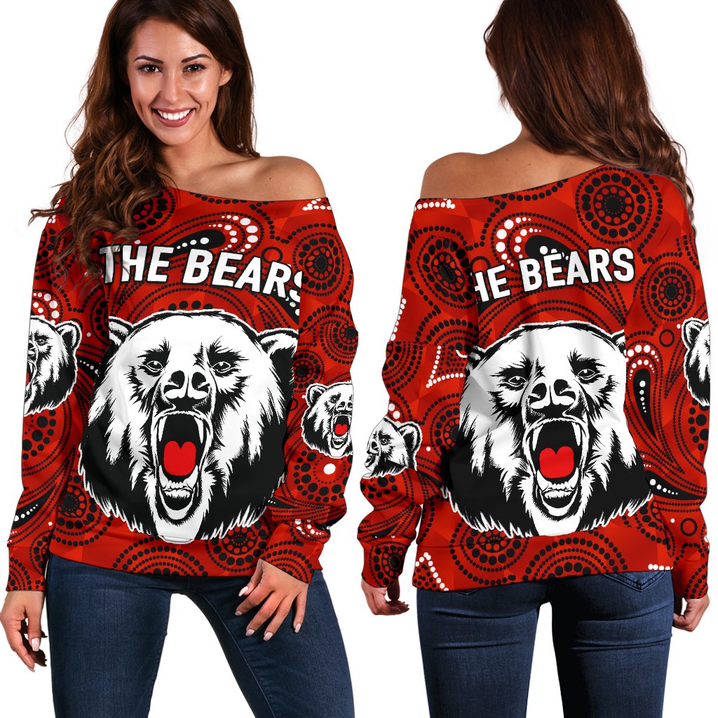 North Sydney Women's Off Shoulder Sweater The Bears Indigenous - Vibe Hoodie