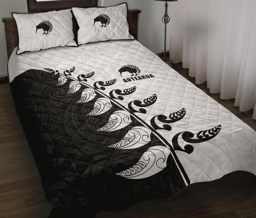 quilt-bed-set-nz-aotearoa-silver-fern-koru-style-black-white