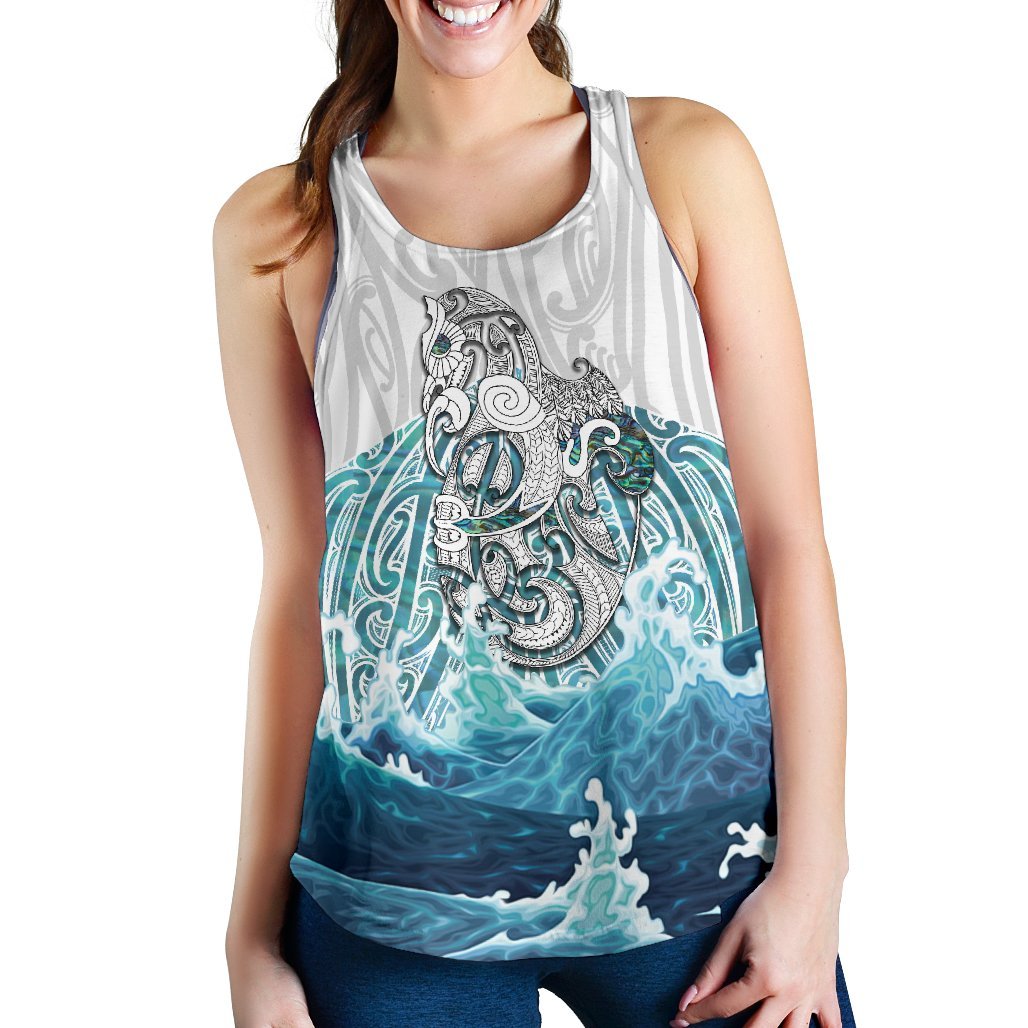 Maori Manaia The Blue Sea Women'S Racerback Tank, White - Vibe Hoodie