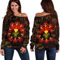 Aboriginal Women's Off Shoulder Sweater - Australia Map and Indigenous Flag - Vibe Hoodie