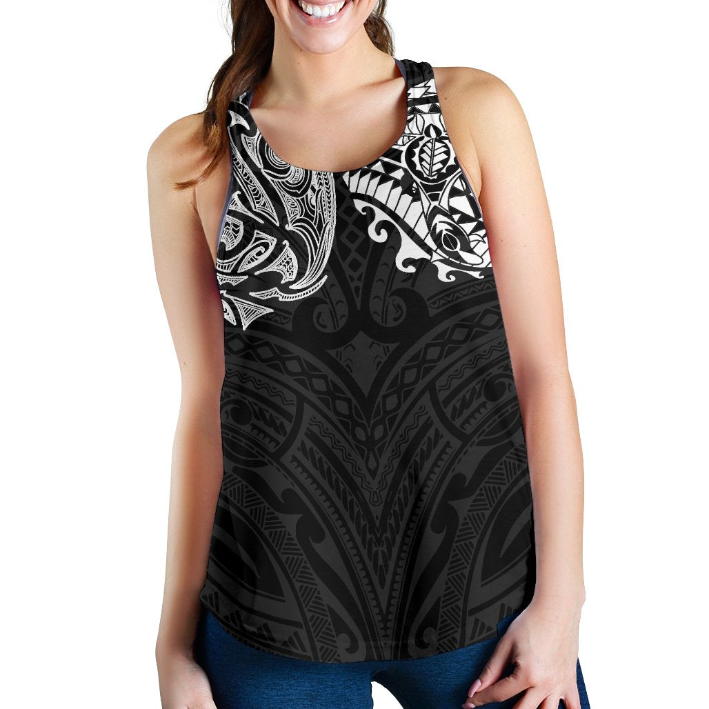 New Zealand Women'S Racerback Tank, Maori Polynesian Tattoo White - Vibe Hoodie
