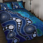 aboriginal-quilt-bed-set-australia-indigenous-flag-circle-dot-painting-art-blue