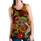 Aboriginal Women's Racerback Tank , Kangaroo and Lizard Dot Painting Art - Vibe Hoodie