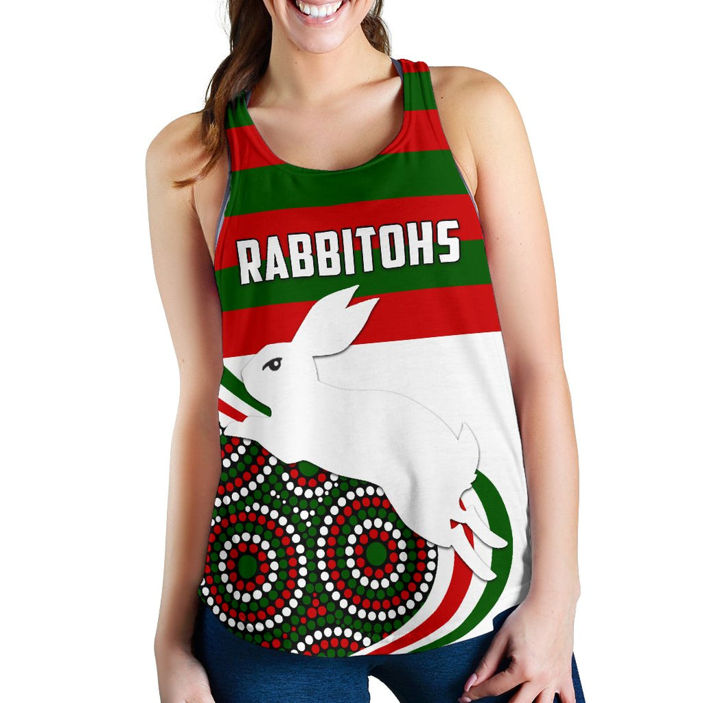 Rabbitohs Indigenous Rugby Women's Racerback Tank Rabbit Jumping - Vibe Hoodie