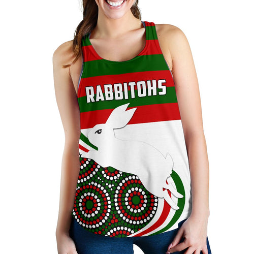 Rabbitohs Indigenous Rugby Women's Racerback Tank Rabbit Jumping - Vibe Hoodie