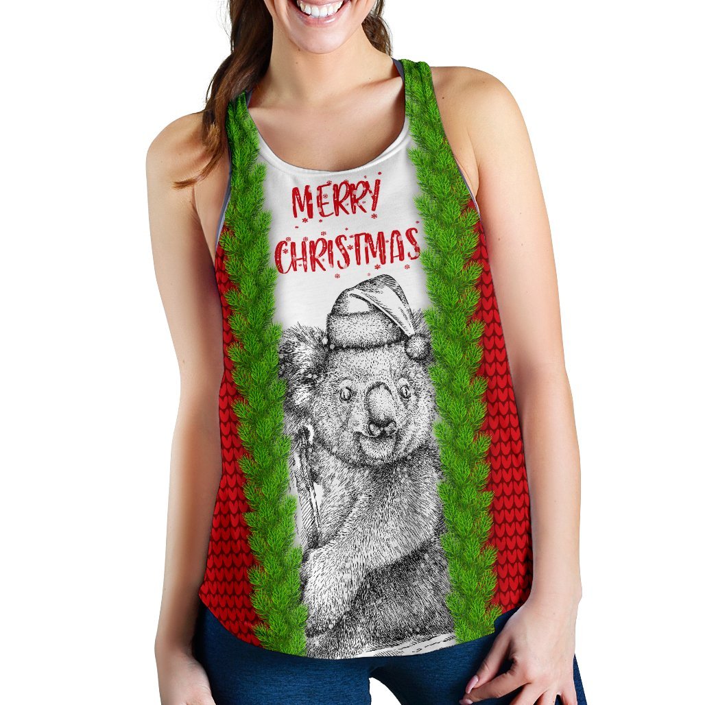 Christmas Women's Racerback Tank - Merry Christmas Koala - Vibe Hoodie