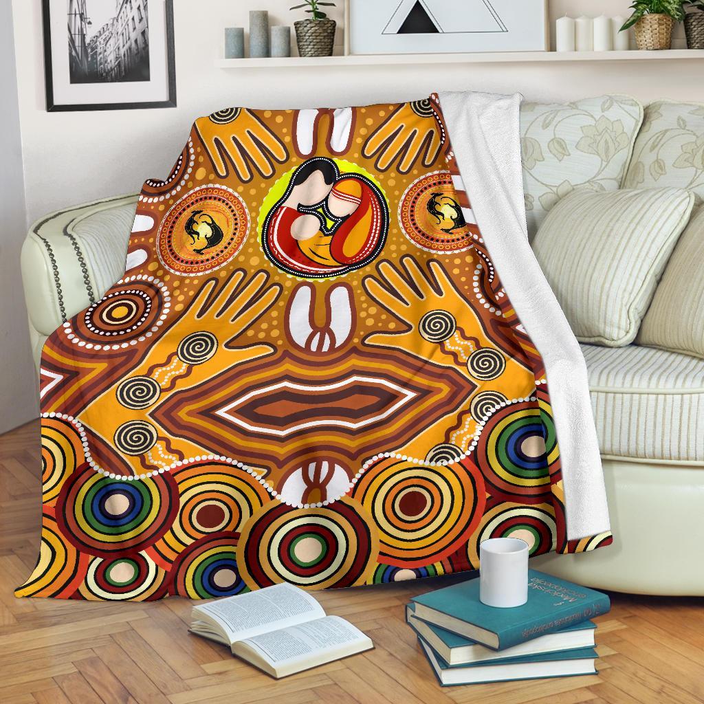 blankets-aboriginal-family-with-dot-painting-art