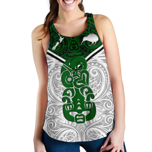 New Zealand Maori Rugby Women Racerback Tank Pride Version - White - Vibe Hoodie