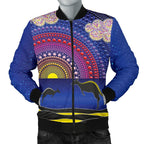 aboriginal-mens-bomber-jacket-sunset-over-the-sea-and-kangaroo-dot-painting