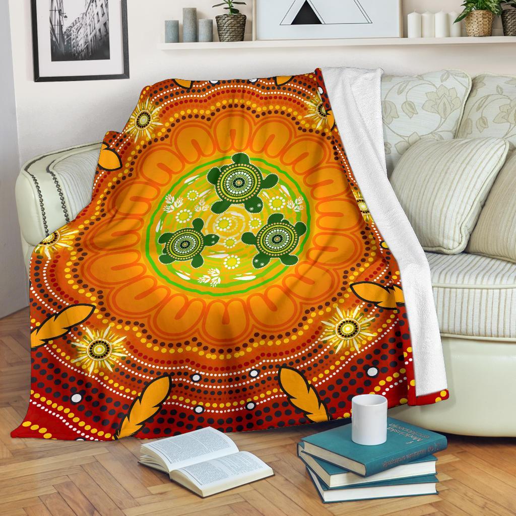 aboriginal-premium-blanket-turtle-circle-dot-painting-art
