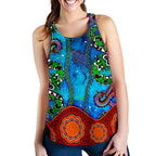Aboriginal Women's Racerback Tank - Aussie Indigenous Patterns Blue - Vibe Hoodie