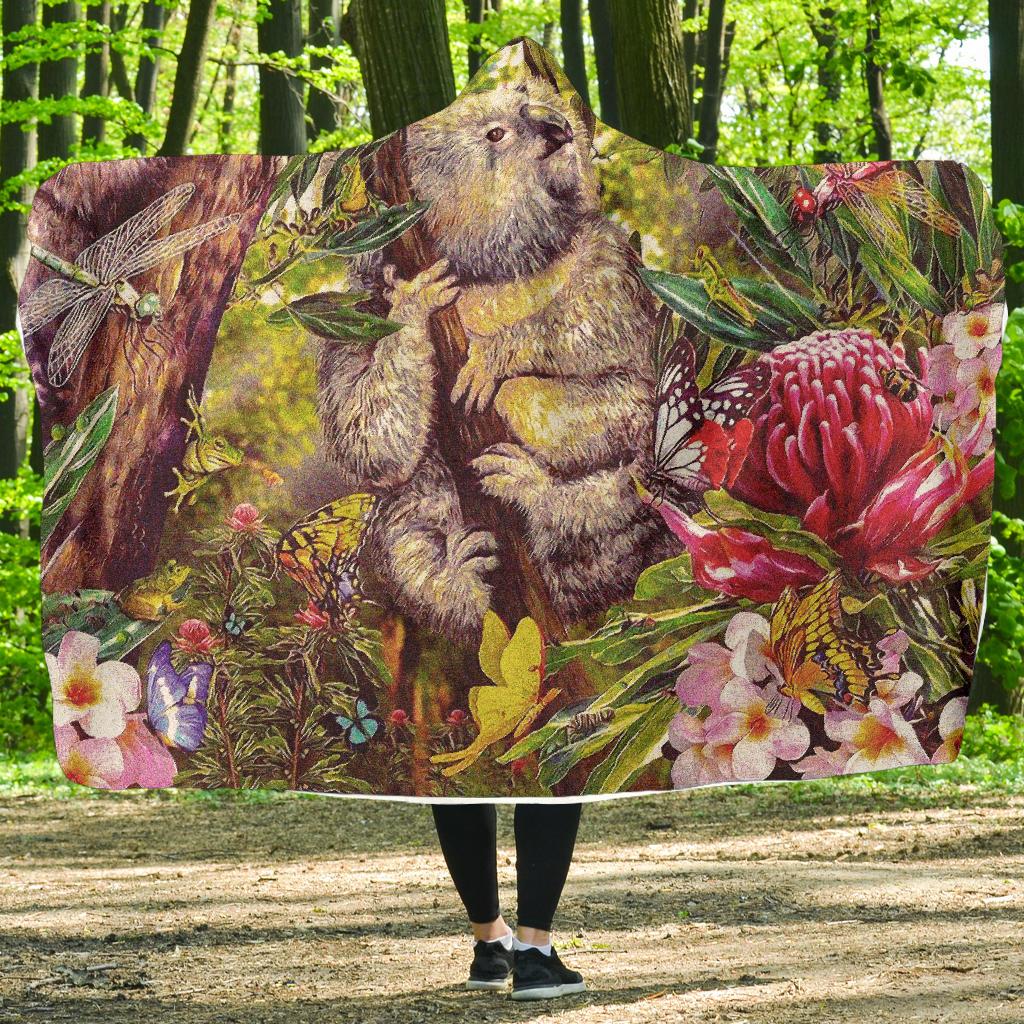 koala-hooded-blanket-3d-koala-with-waratah-flower-blanket