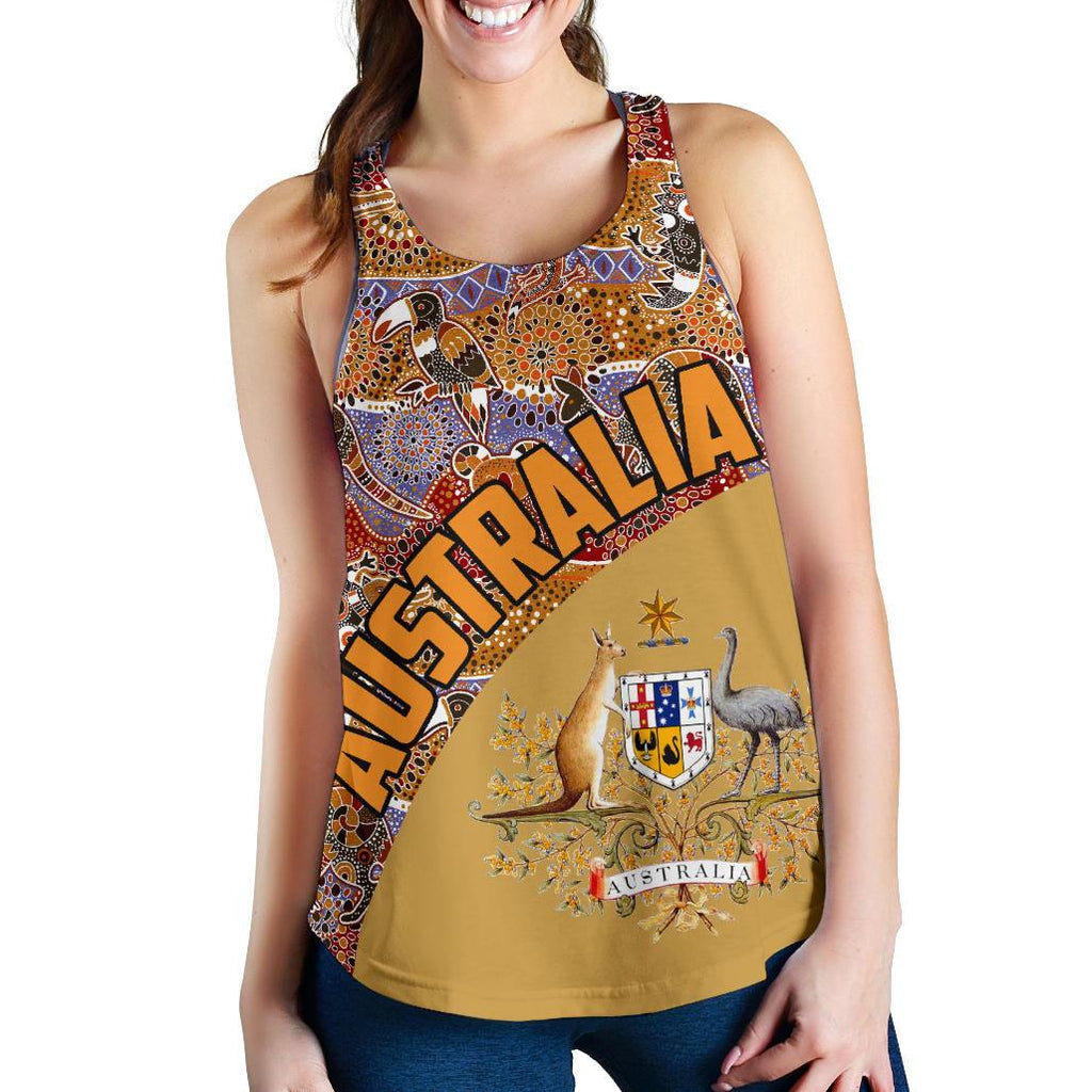 Racerback Tank - Aboriginal Patterns Top Tank Australian Coat Of Arms - Women - Vibe Hoodie