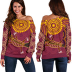 Aboriginal Women's Off Shoulder Sweater - Aboriginal Platypus - Vibe Hoodie