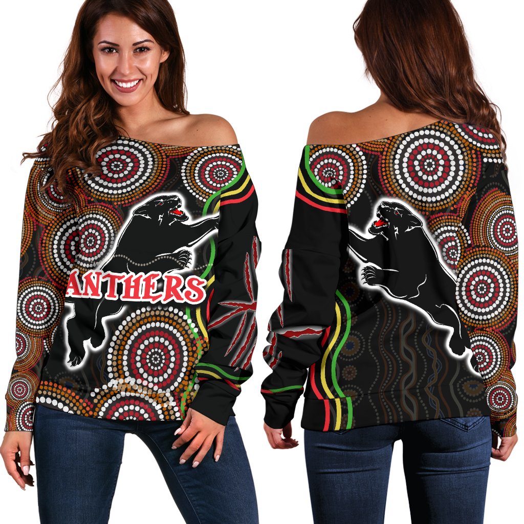 Panthers Black Off Shoulder Sweater Indigenous Penrith Version - Vibe Hoodie