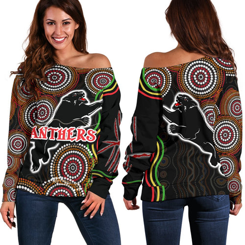 Panthers Black Off Shoulder Sweater Indigenous Penrith Version - Vibe Hoodie