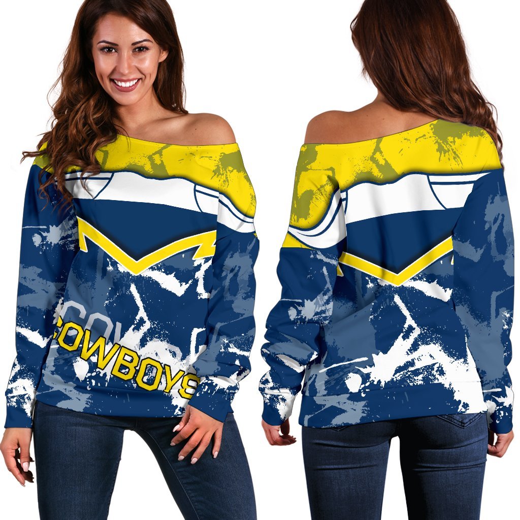 Cowboys Women's Off Shoulder Sweater - Vibe Hoodie