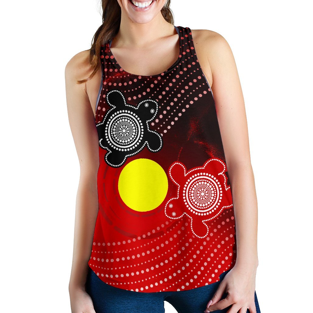 Aboriginal Women's Racerback Tank - Indigenous Circle Dot Painting Style - - Vibe Hoodie